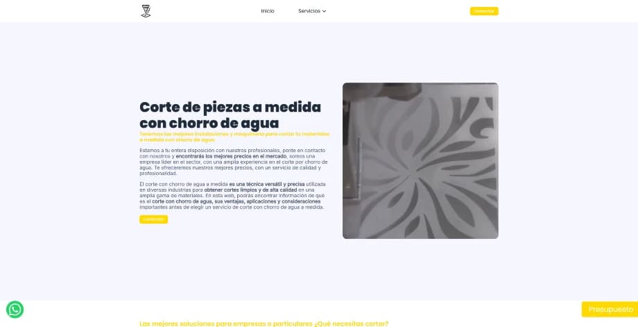 Diseño web elegante y funcional para una empresa de corte de agua.