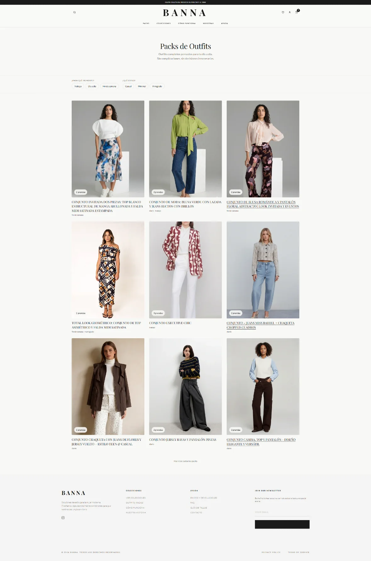 Vista general del ecommerce de Banna