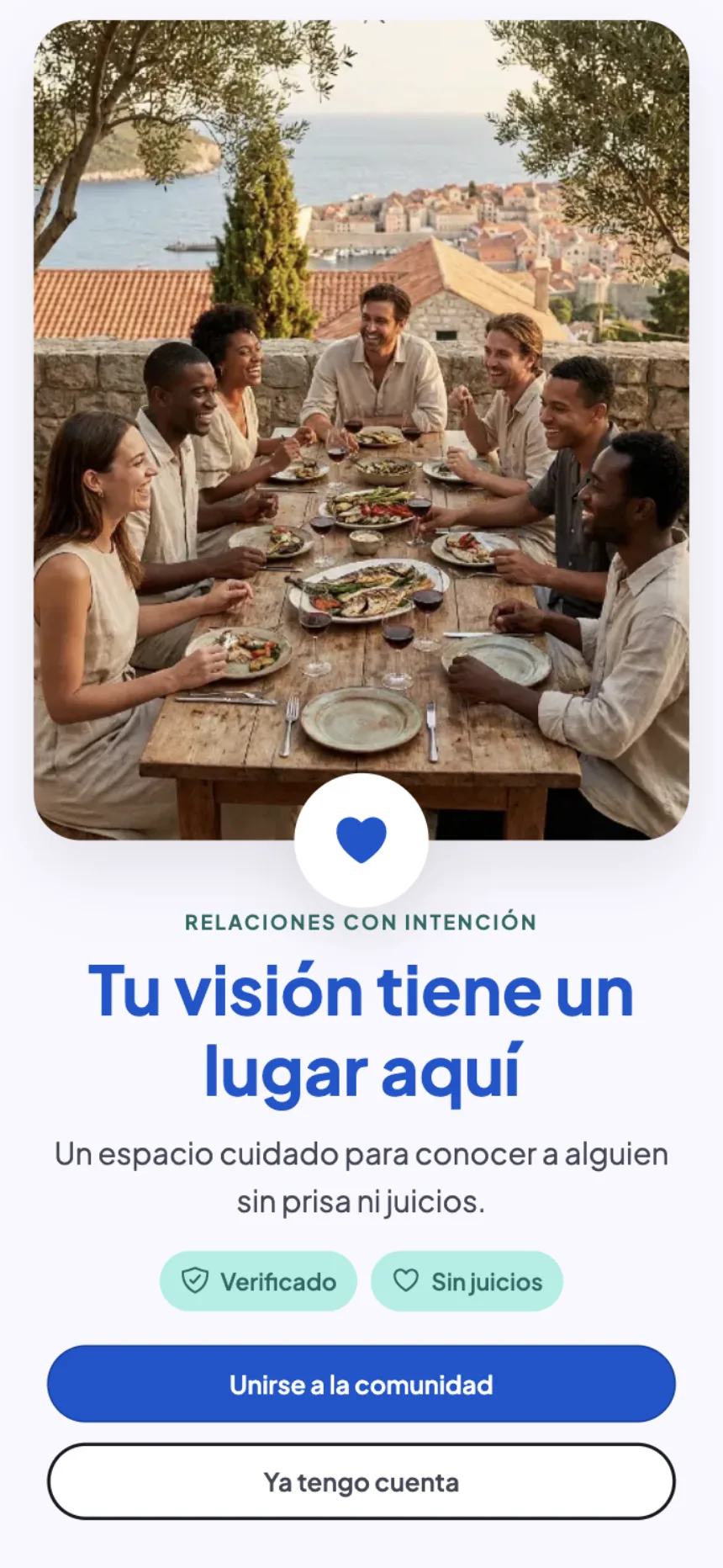 Pantalla de bienvenida de RealCoFamily